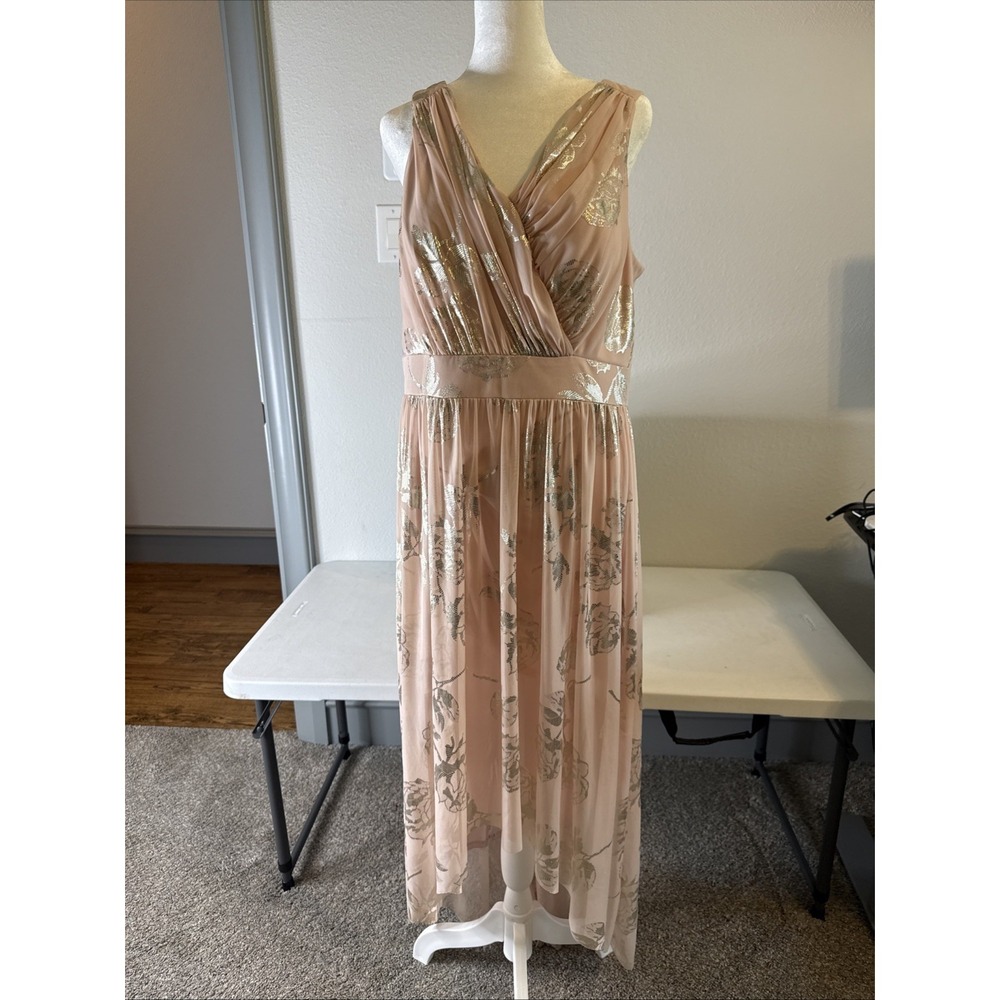 Jessica‎ Howard Formal Dress Gold & Pink Sleeveless Party/Cocktail Dress Size 16